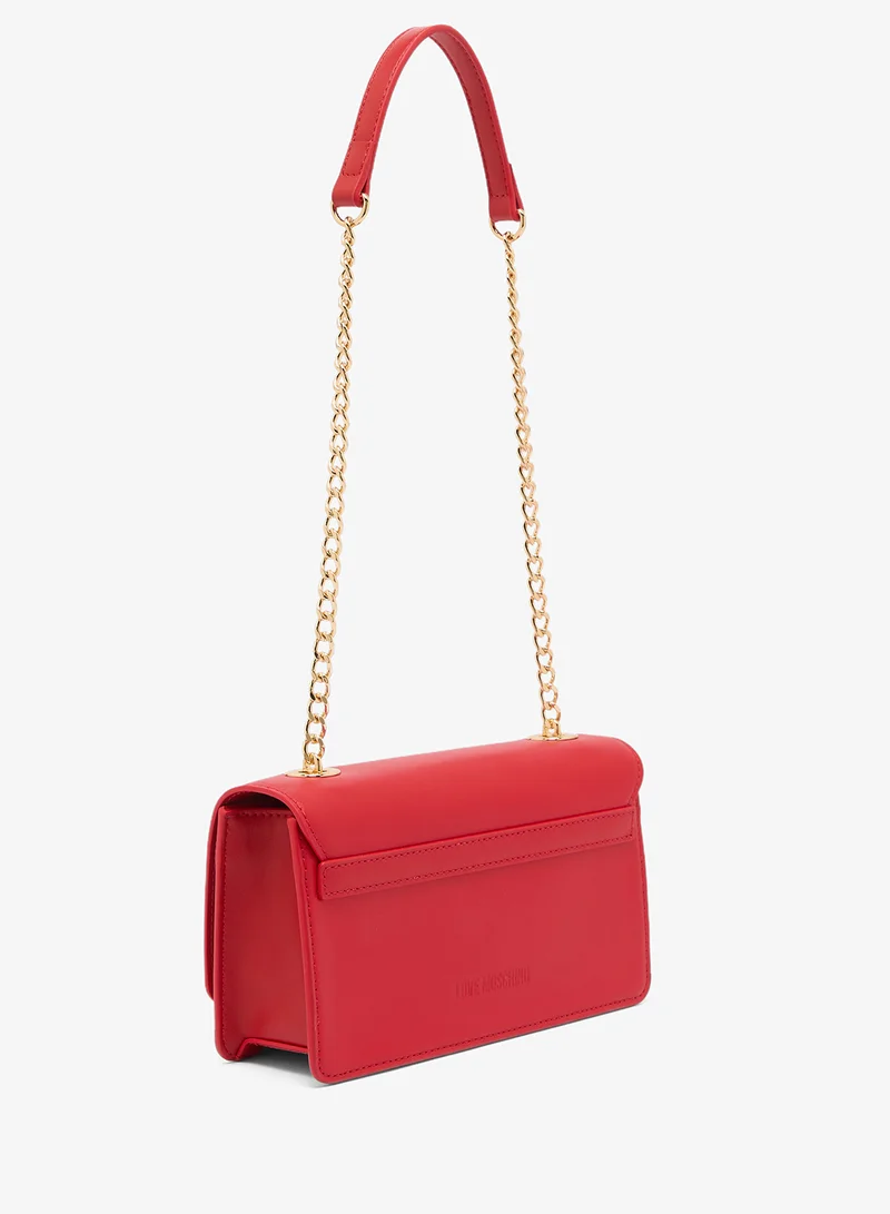 Love Moschino Victory Heart Calf + PU Crossbody Bag